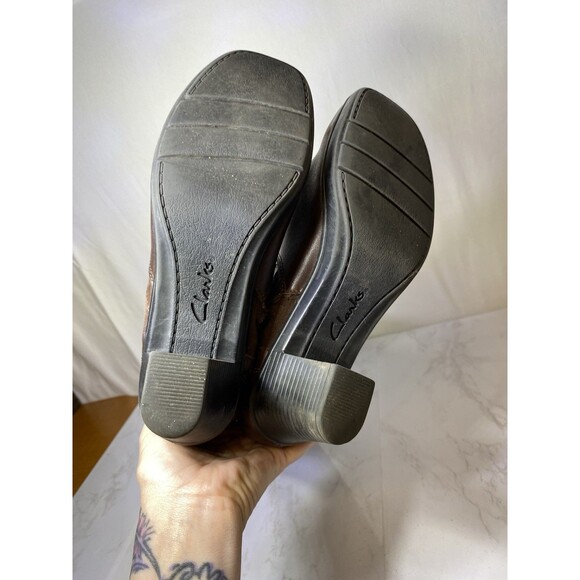 CLARKS DREAM REGAL Brown 37629 LONG BOOTS WOMENS 8.5M LEATHER ZIP SIDE SUEDE - Picture 5 of 10